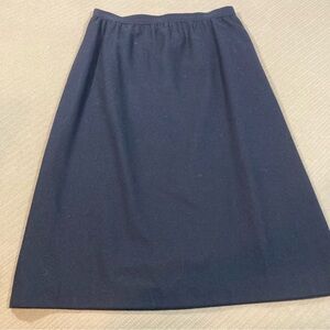 Vintage Wool/Cashmere Blend Skirt Lined Pockets Navy Blue
